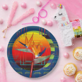 Der Vogel der Paradise Blume Geometrischer Garten Pappteller (Party)