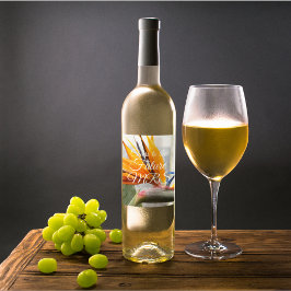 Der Vogel der Paradise Pflanze Personalisiertes Br Weinetikett