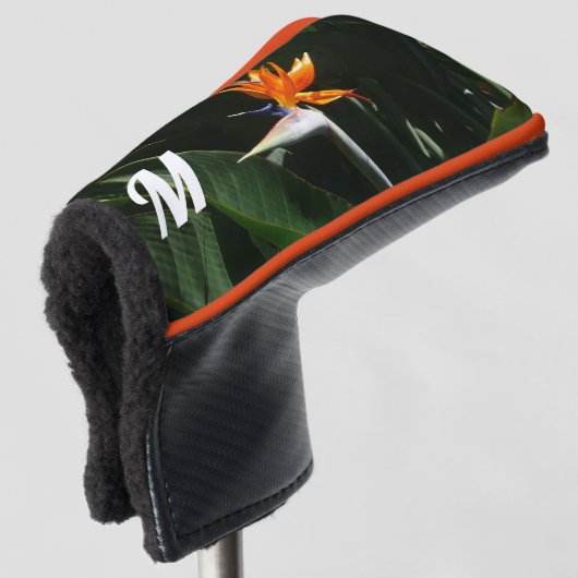 Der Vogel der tropischen Blume Orange Golf Headcover (3/4 Vorderseite)