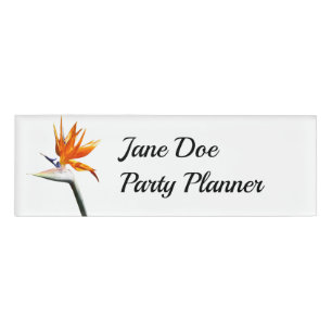 Der Vogel der tropischen Blume Orange Namenschild