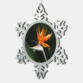 Der Vogel der tropischen Blume Orange Schneeflocken Zinn-Ornament (Rechts)