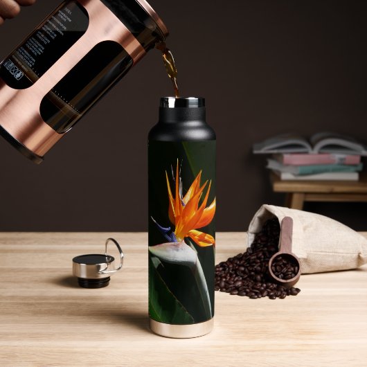 Der Vogel der tropischen Blume Orange Trinkflasche (Kaffee)