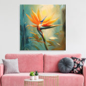 Der Vogel der tropischen Pflanze des Paradieses Leinwanddruck (Insitu (Wohnzimmer))
