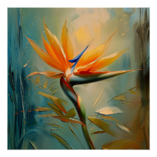 Der Vogel der tropischen Pflanze des Paradieses Poster