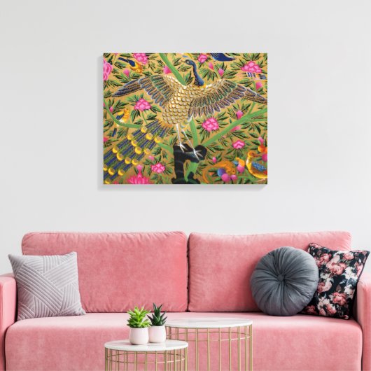 Der Vogel des Lebens überwältigte Leinwand Print (Insitu (Wohnzimmer))