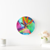 Der Vogel des Paradise Strelitzia Blume Tropische Runde Wanduhr (Zuhause)