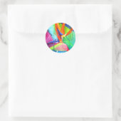 Der Vogel des Paradise Strelitzia Blume Tropische Runder Aufkleber (Tasche)