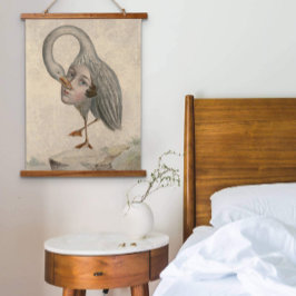 Der Vogel des Selbstwissens Einzigartiges Symbol d Wandteppich Mit Holzrahmen