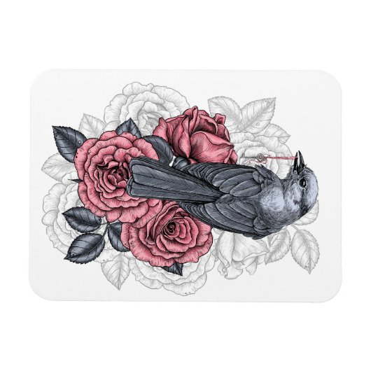 Der Vogel mit der silbernen Taste Magnet (Horizontal)