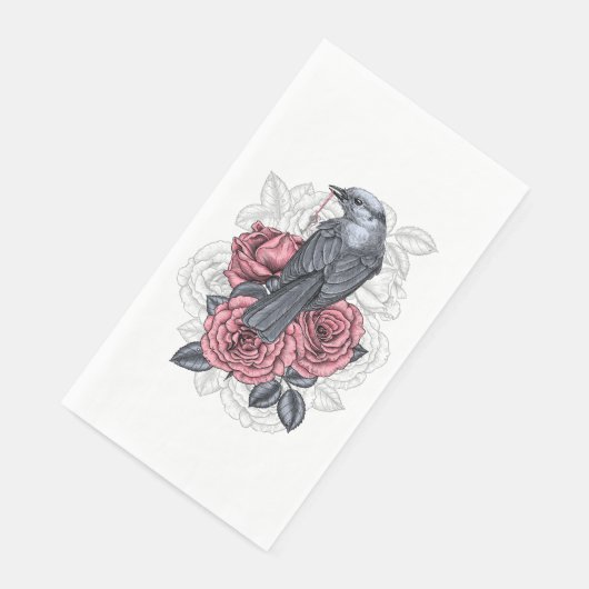 Der Vogel mit der silbernen Taste Serviette (Ecke)