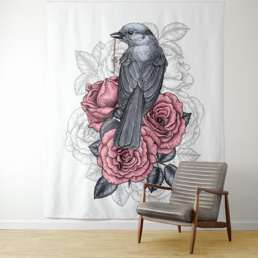 Der Vogel mit der silbernen Taste Wandteppich (Beispiel)