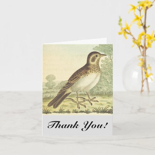 Der Vogel Stehend am Boden, "Danke!" Karte (Gelbe Blume)