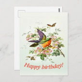 Der Vogel und der Schmetterling, Geburtstag Postkarte (Vorne/Hinten)