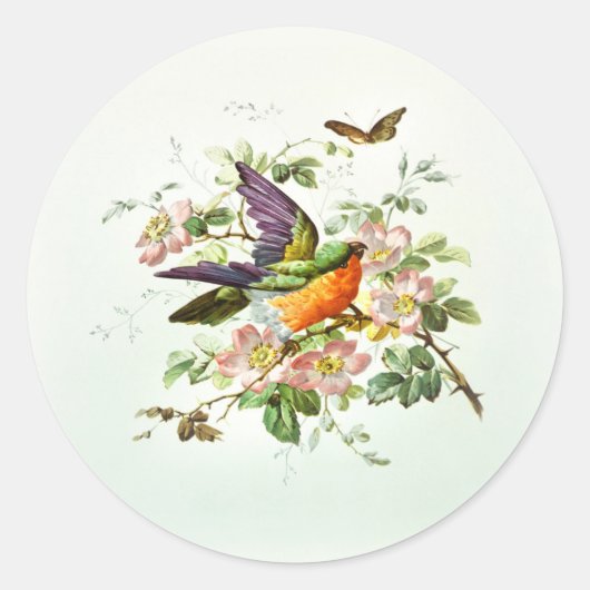Der Vogel und der Schmetterling Runder Aufkleber (Vorderseite)