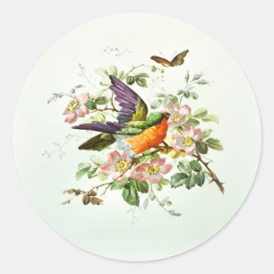 Der Vogel und der Schmetterling Runder Aufkleber