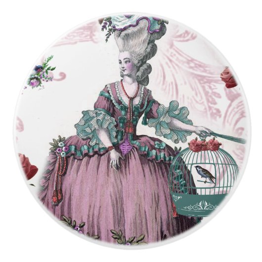 Der Vogelkäfig Marie Antionette Französisch Keramikknauf (Vorderseite)