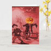 Der Vogelscheuche-Kürbislaterne-Kürbis Karte (Gelbe Blume)