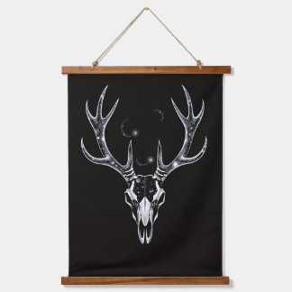 Der Void-Stag – Skelett des Kosmos Wandteppich Mit Holzrahmen