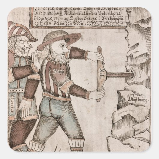 Der von Odin überzeugte Riese Baugi Quadratischer Aufkleber (Vorderseite)