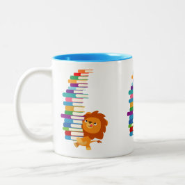 Der Voracious Reader (Niedlicher Cartoon Lion) Zweifarbige Tasse