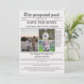 Der Vorschlag Post Zeitung Hochzeit speichern Sie  Einladung (Stehend Vorderseite)