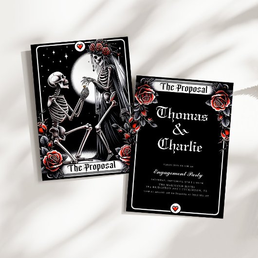 Der Vorschlag Tarot Gothic Floral Engagement Party Einladung