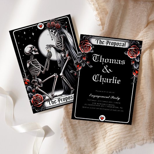 Der Vorschlag Tarot Gothic Floral Engagement Party Einladung