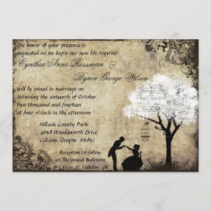 Der Vorschlag Vintage Hochzeit Einladung in Weiß