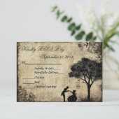 Der Vorschlag Vintage Wedding UAWG Black RSVP Karte (Stehend Vorderseite)