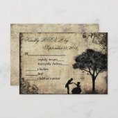 Der Vorschlag Vintage Wedding UAWG Black RSVP Karte (Vorne/Hinten)