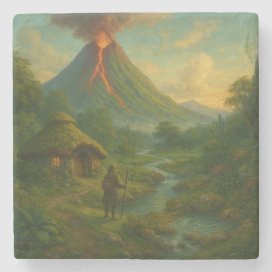 Der Vulkan Ashspire - Von der Welt des Skarnveil Steinuntersetzer (Vorderseite)