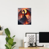 Der Vulkan-Schmiede-Drache Poster (Heimbüro)