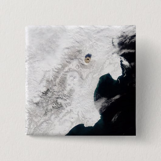 Der Vulkan Shiveluch in Kamtschatka Krai, Russland Button (Vorderseite)