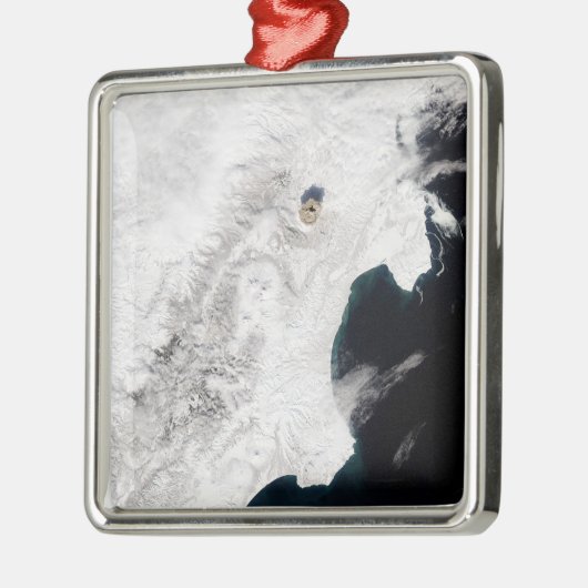Der Vulkan Shiveluch in Kamtschatka Krai, Russland Silbernes Ornament (Links)