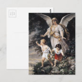 Der Wächter-Engel und die Kinder, Vintage Malerei Postkarte (Vorne/Hinten)