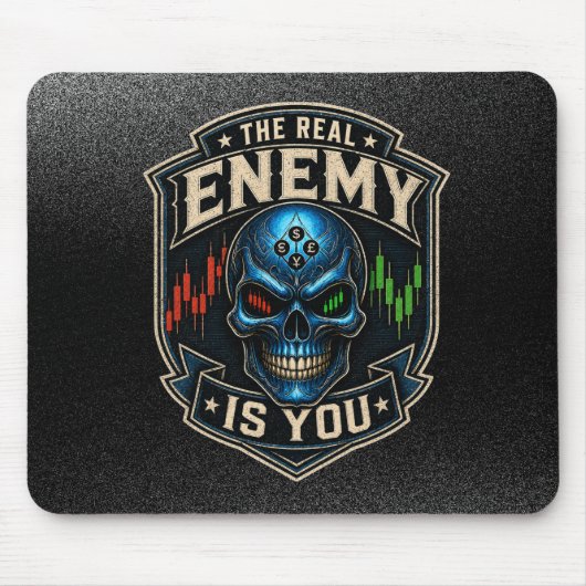 Der wahre Feind bist du Black Grunge Mousepad (Vorne)
