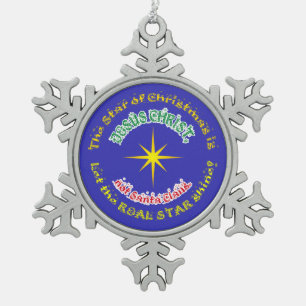 Der wahre Stern der Weihnachten Schneeflocken Zinn-Ornament