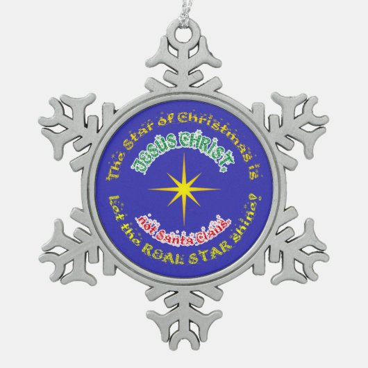 Der wahre Stern der Weihnachten Schneeflocken Zinn-Ornament (Vorderseite)