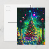 Der Wald der Weihnachtsbäume mit Ornamenten Postkarte (Vorne/Hinten)