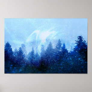 Der Wald erwacht aus dem Nebel Poster