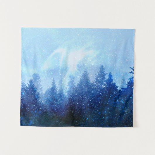 Der Wald erwacht aus dem Nebel Wandteppich (Vorderseite (Horizontal))