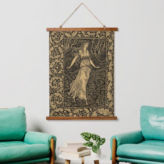 Der Wald jenseits der Welt von William Morris Wandteppich Mit Holzrahmen (Wohnzimmer)