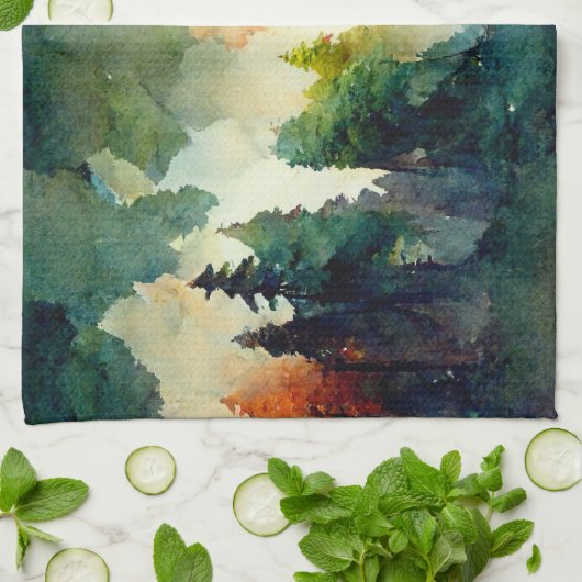 Der Wald (Natur) Geschirrtuch (Gefaltet)