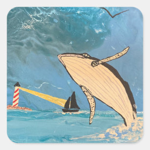 DER WALD UND DAS LIGHTHOUSE QUADRATISCHER AUFKLEBER