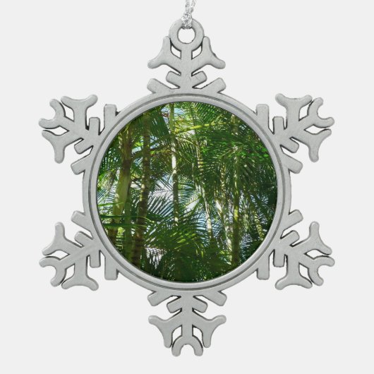 Der Wald von Palmen tropische Natur Schneeflocken Zinn-Ornament (Vorderseite)