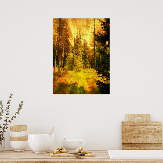 Der Waldbrand im Herbst stürzt ab. Poster (Küche)