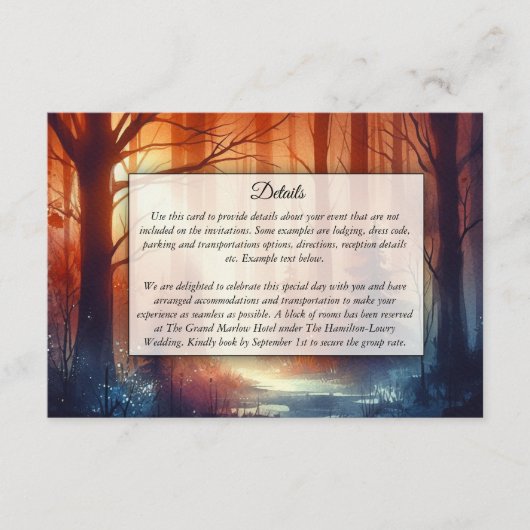 Der Waldzauber fallender Blätter Begleitkarte (Vorderseite)