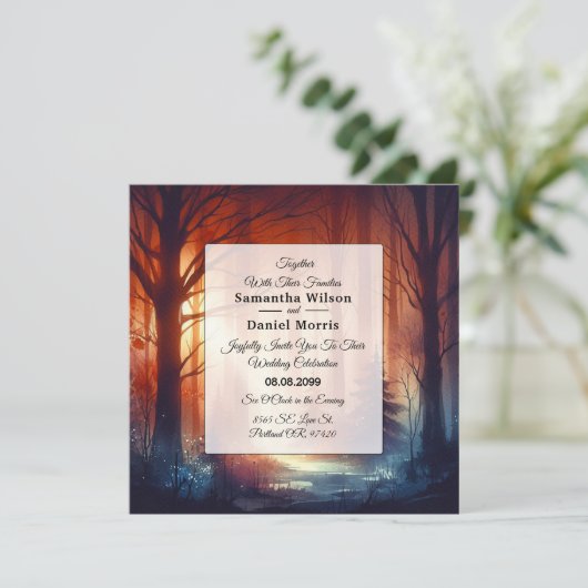 Der Waldzauber fallender Blätter Einladung (Stehend Vorderseite)