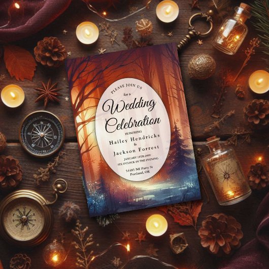 Der Waldzauber fallender Blätter Einladung