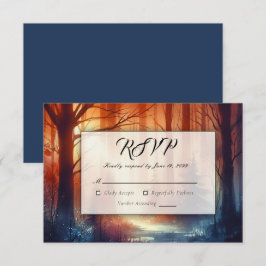Der Waldzauber fallender Blätter RSVP Karte